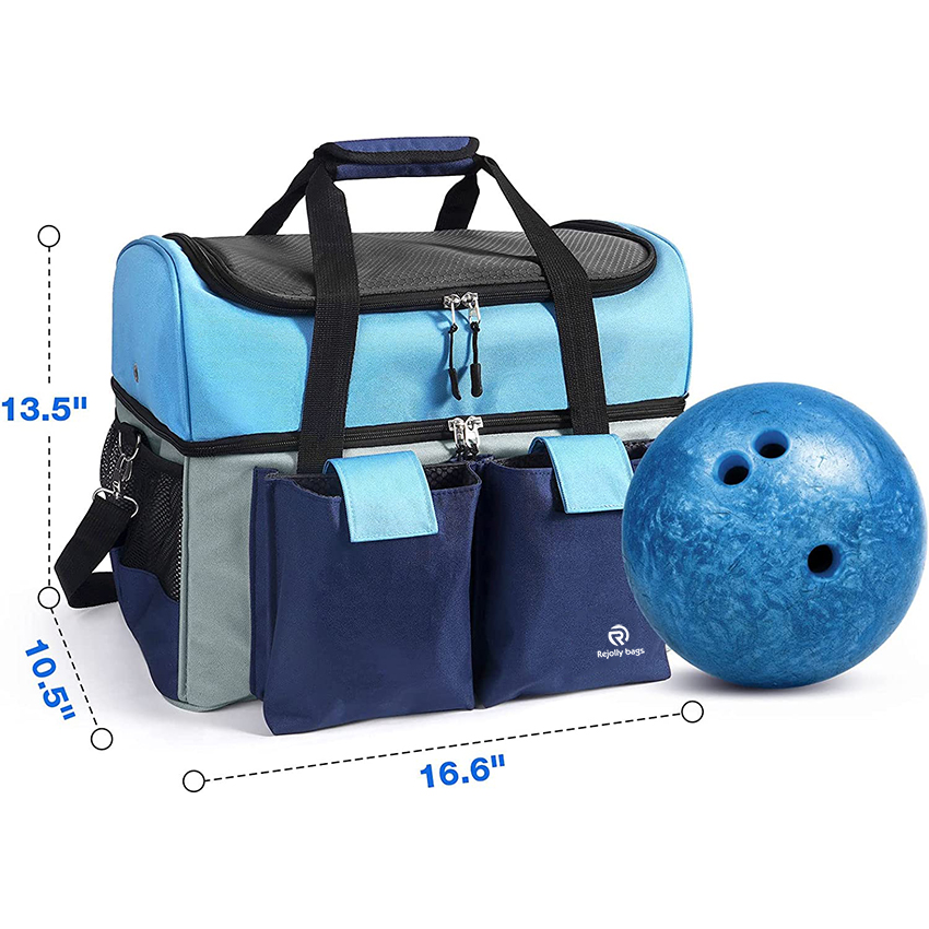 Сумка для боулинга 2 Ball Tote с держателями для мячей и крепежными ремнями, предотвращающими скатывание, верхнее отделение подходит для мужской обуви Спортивная сумка RJ196150