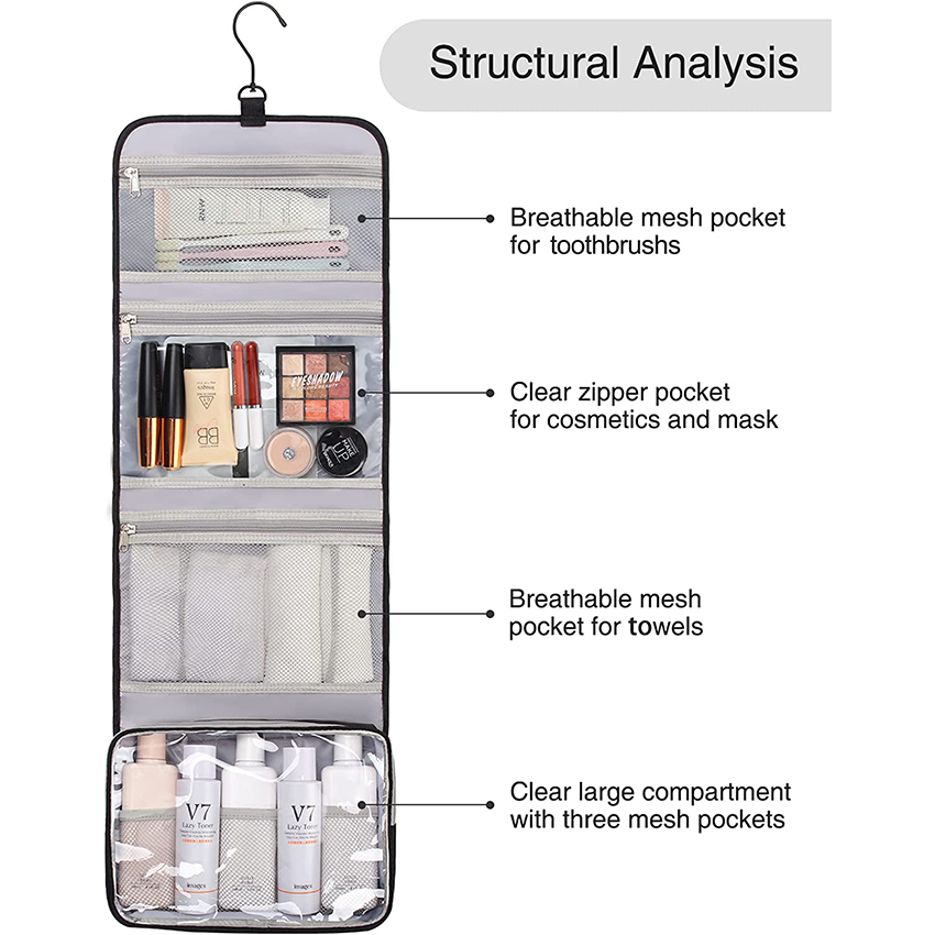 Дорожная подвесная сумка для туалетных принадлежностей для мужчин и женщин, дорожный набор, сумка для бритья, водонепроницаемая большая косметичка для ванной комнаты, сумки для туалетных принадлежностей RJ216105