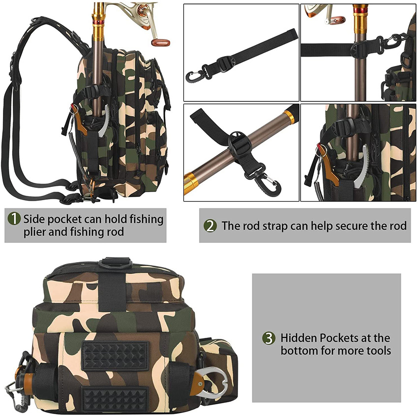 Маленькая водонепроницаемая сумка для рыбалки для мужчин с держателем для удочки, сумки на плечо для хранения дикой реки Подарок для рыбалки для кемпинга на открытом воздухе, походные сумки для удочек
