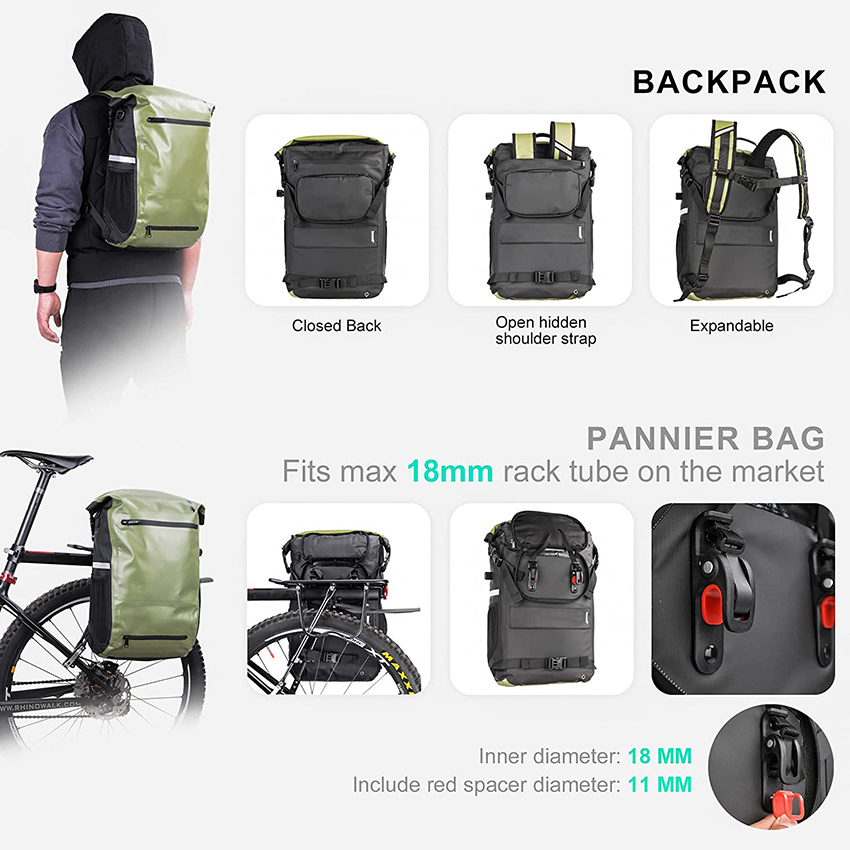 Велосипед Pannier Bag Рюкзак Многофункциональный Велоспорт Велоспорт Заднее сиденье Сумка для багажника Чехол для шлема