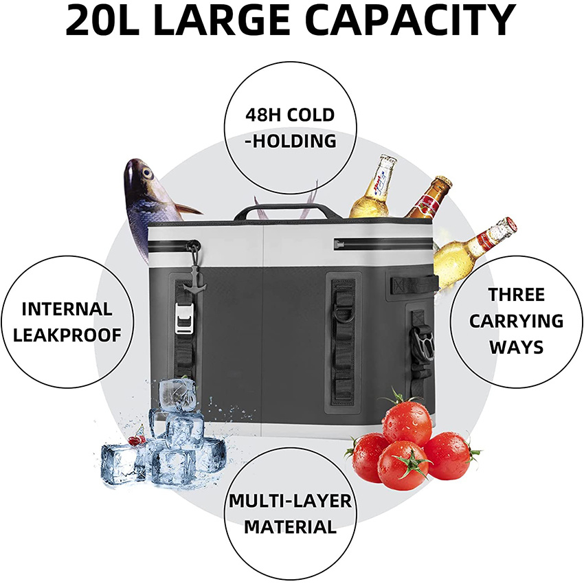Изолированная водонепроницаемая сумка-холодильник на 30 банок, герметичная пляжная сумка с холодильником для кемпинга, пикника, рыбалки, катания на лодках, сухая сумка
