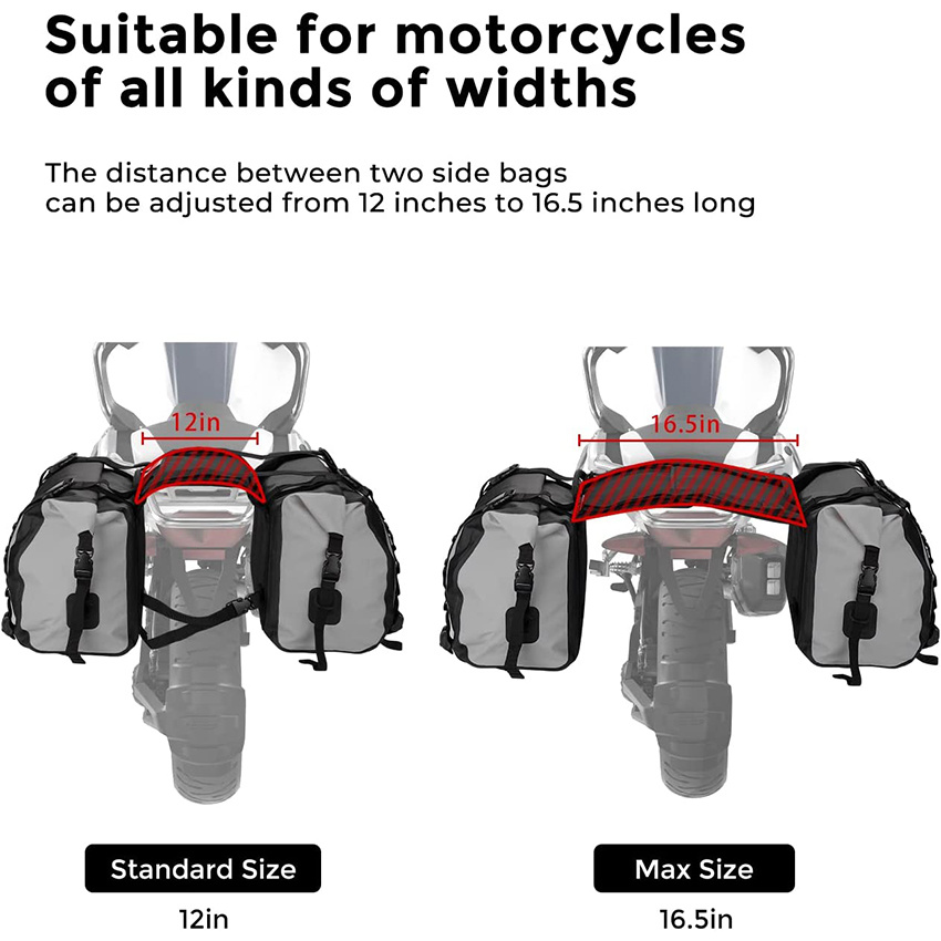 Водонепроницаемые седельные сумки Боковые сумки для мотоциклов Mortorbike Travel, 50L Съемные сумки Светоотражающий дизайн Мотоциклетная сумка