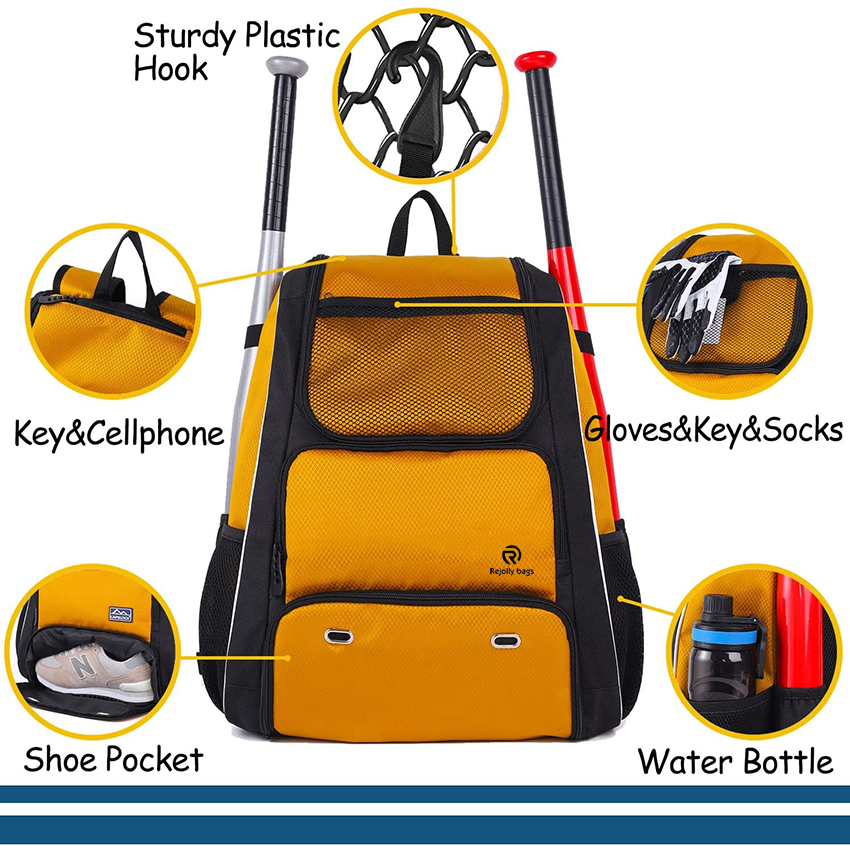Сумка для битой T-Ball и софтбола с отделением для обуви для молодежи, мальчиков и взрослых, легкая бейсбольная сумка с крючком для бейсбольной биты RJ19673