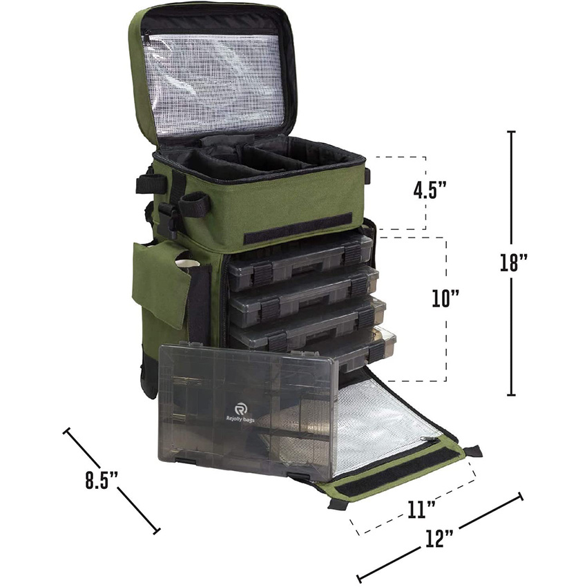 Rejolly Outdoors Rolling Tackle Box with Wheels - Водонепроницаемая сумка для хранения 4 удилищ Сумка для рыболовных снастей