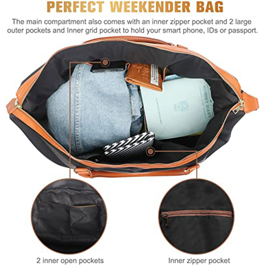 Сверхбольшая дорожная сумка из гладкой нейлоновой кожи Weekender Overnight Travel Bag