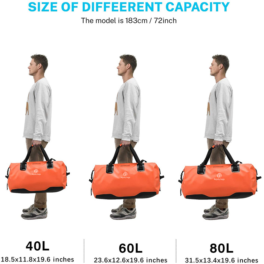 Большая водонепроницаемая дорожная сухая спортивная сумка Сверхмощная сумка с прочными ремнями и ручками для каякинга, катания на байдарках, гребли, рафтинга, рыбалки, спортивная сумка
