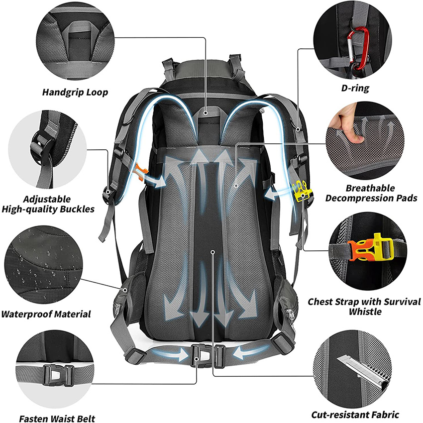 Походный рюкзак 50L Легкий туристический рюкзак для мужчин и женщин Открытый походный рюкзак