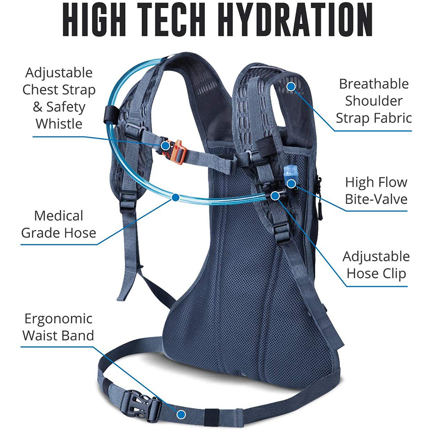 2L Hydration Water Bladder Легкий рюкзак для бега, также для езды на велосипеде, пеших прогулок, лыж, снега для мужчин, женщин и детей Рюкзак для гидратации