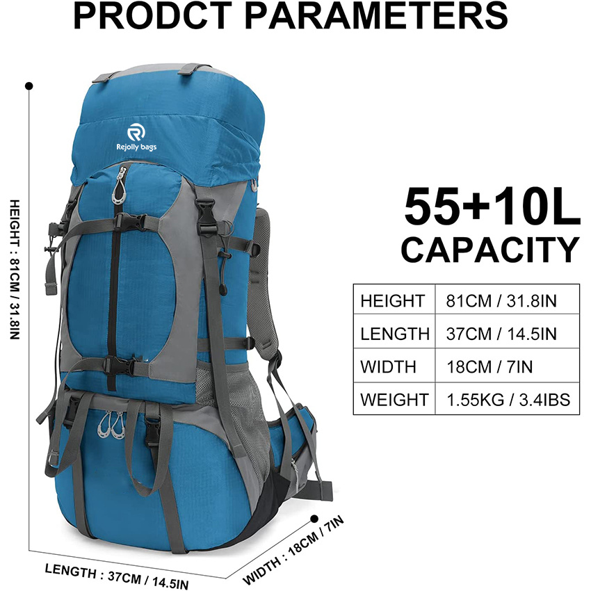 Рюкзак для походов на 65 л, легкий водонепроницаемый походный рюкзак с дождевиком для мужчин и женщин, дорожная сумка для занятий спортом на открытом воздухе