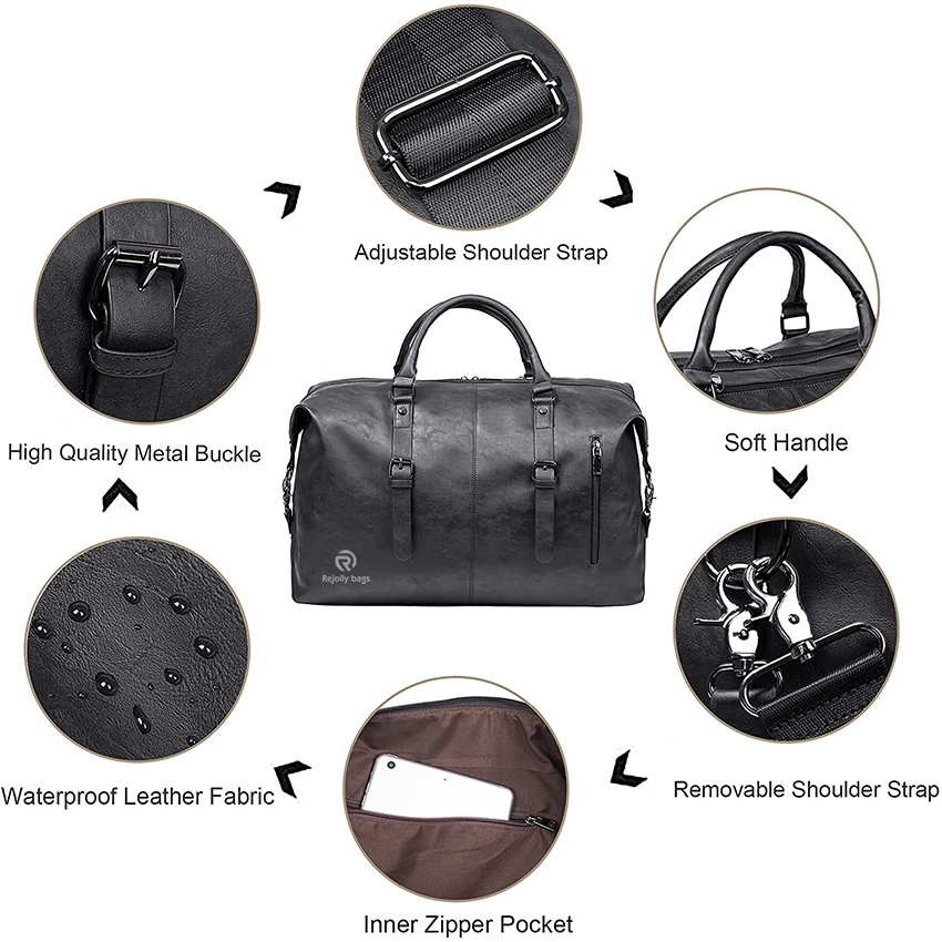 Weekender Night Bag Водонепроницаемая кожаная большая сумка для ручной клади Дорожная сумка-тоут Duffel Bag для мужчин или женщин Duffel Bags