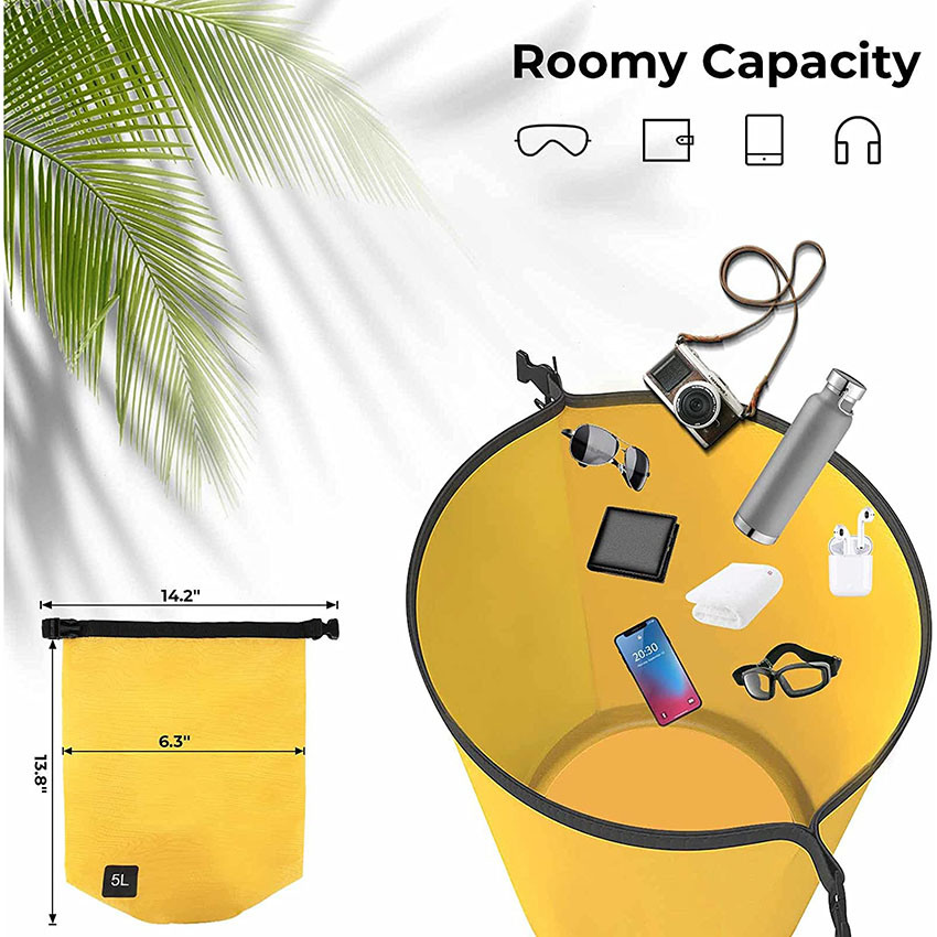 Водонепроницаемая сухая сумка 15 л, маленькая сухая сумка для каякинга, пляжа, катания на лодках, кемпинга, рыбалки, плавучей сумки