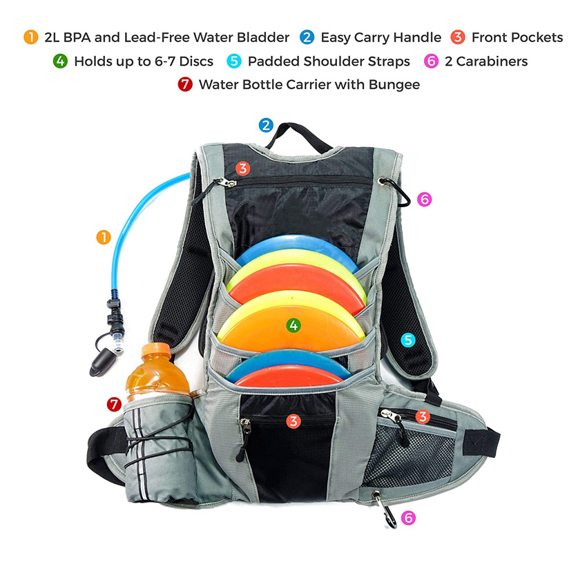 Оптовая Складная сумка для фрисби-диска для гольфа Sling Bag Carrier Sports Disc Golf Hydration Backpack