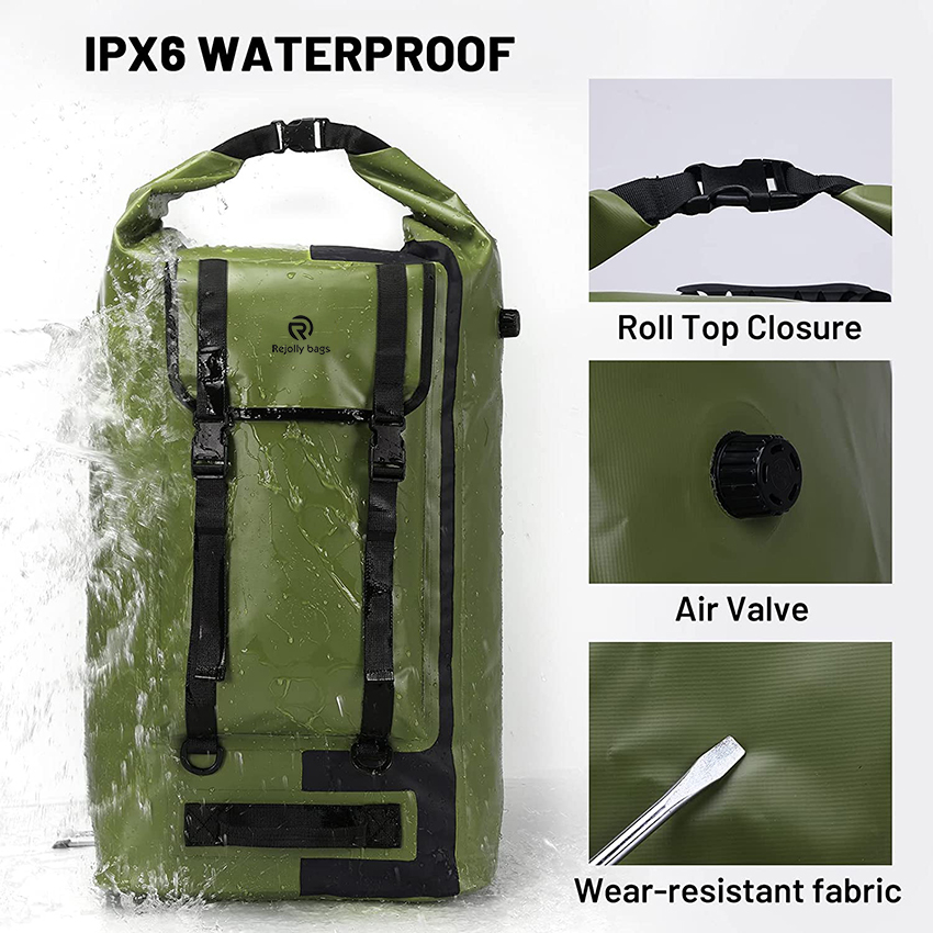 Большой водонепроницаемый рюкзак Duffel Roll Top Сверхмощная сухая сумка для каякинга Катание на лодках Кемпинг Снаряжение Поездки на мотоцикле Пешие прогулки Путешествия Сухие сумки RJ228394