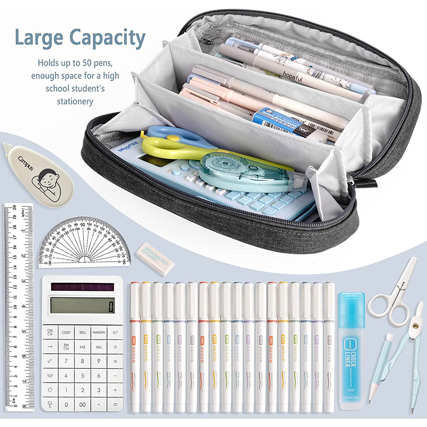 Пенал большой емкости для девочек и мальчиков, эстетическая большая сумка для хранения ручек для школы, колледжа, офиса, студентов, взрослых, ручка, сумка RJ21650