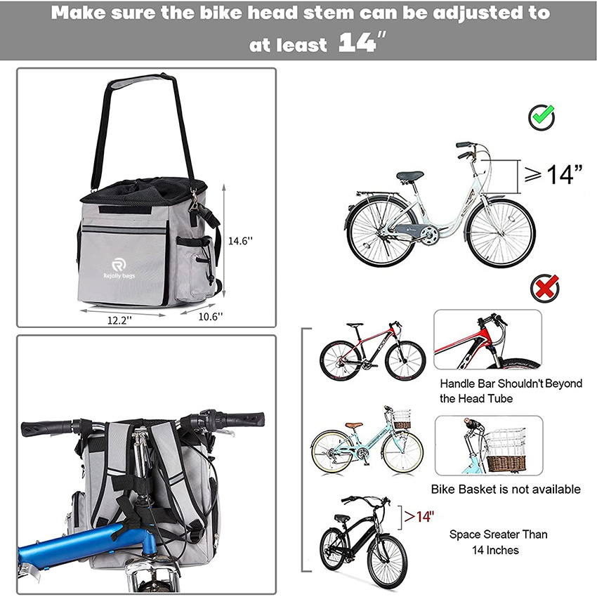 Переноска для велосипеда для домашних животных Водонепроницаемая сумка-корзина для велосипеда для собак со светоотражающей полосой Корзина для велосипеда для домашних животных Регулируемый плечевой ремень Безопасный для путешествий рюкзак для собак