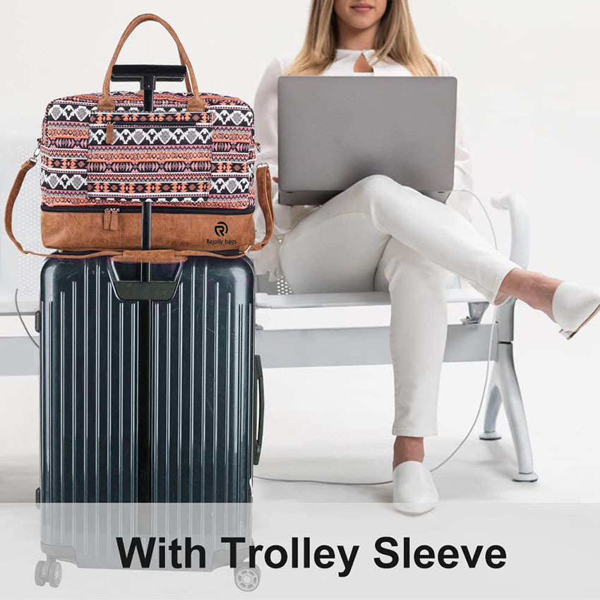 Высококачественная холщовая сумка Weekender Night Travel Carry on Duffel Tote с чехлом для обуви