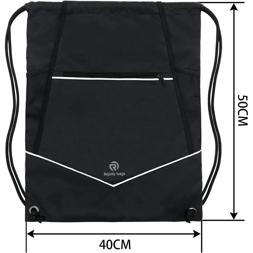 Packable Drawstring Sackpack Wet Pocket с застежкой-молнией и сетчатыми карманами для бутылок с водой Спортивная сумка RJ196206